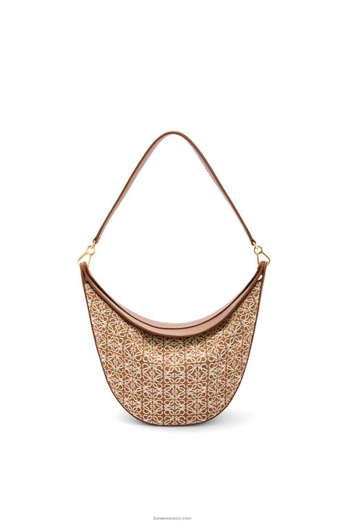 bronceado/pacana bolso luna de jacquard anagrama y piel de becerro clásica Loewe R8J8Z512 mujer