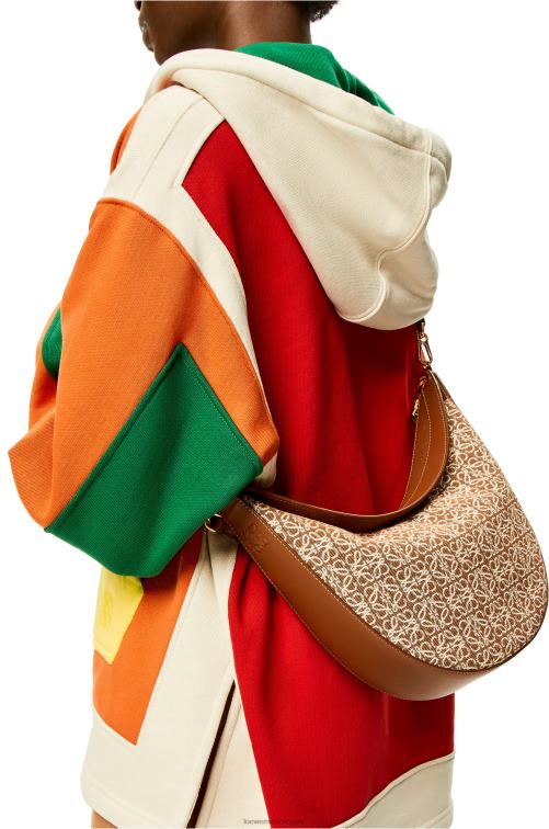 bronceado/pacana bolso luna de jacquard anagrama y piel de becerro clásica Loewe R8J8Z512 mujer