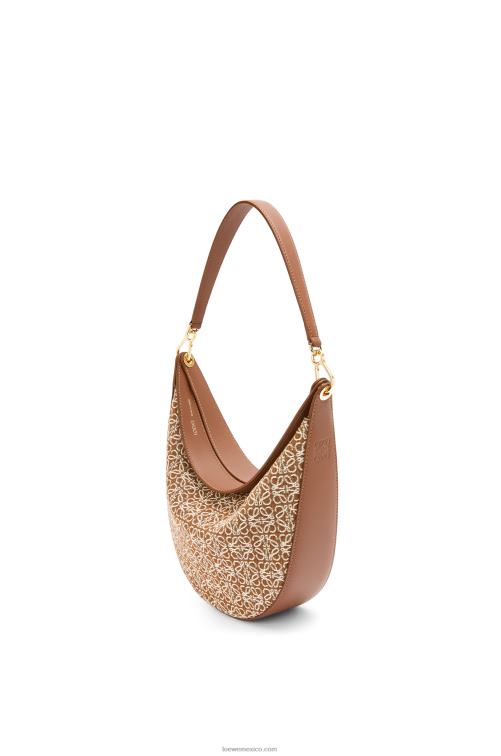 bronceado/pacana bolso luna de jacquard anagrama y piel de becerro clásica Loewe R8J8Z512 mujer