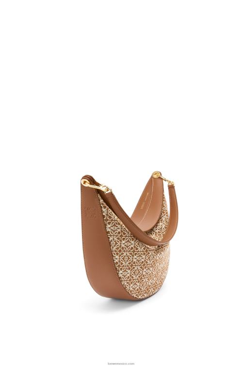 bronceado/pacana bolso luna de jacquard anagrama y piel de becerro clásica Loewe R8J8Z512 mujer