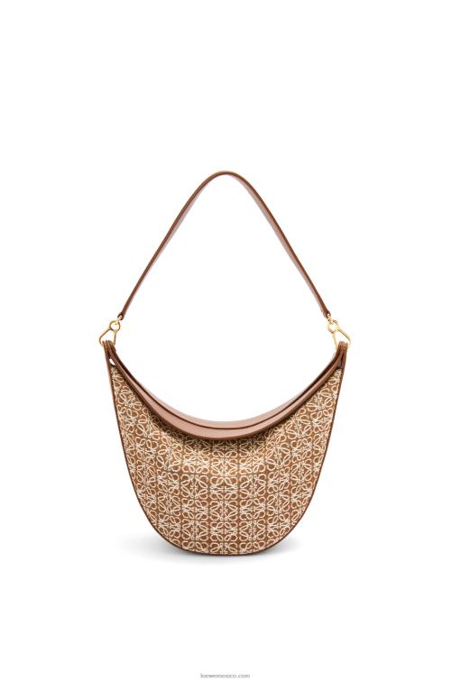 bronceado/pacana bolso luna de jacquard anagrama y piel de becerro clásica Loewe R8J8Z512 mujer
