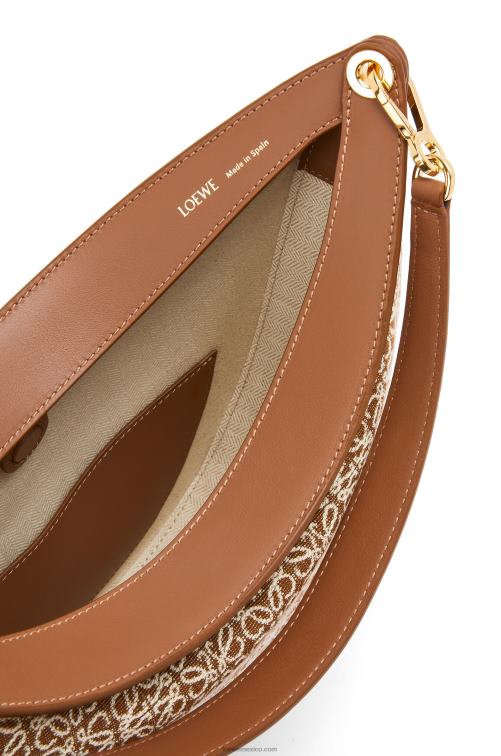 bronceado/pacana bolso luna de jacquard anagrama y piel de becerro clásica Loewe R8J8Z512 mujer