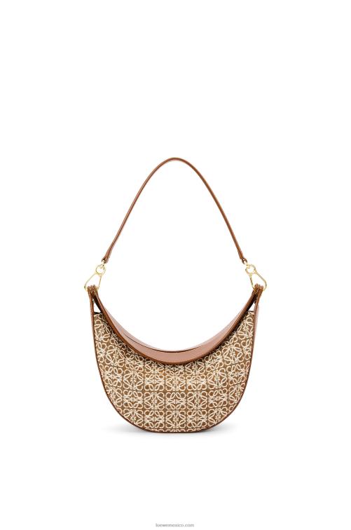 bronceado/pacana bolso luna pequeño de jacquard anagrama y piel de becerro clásica Loewe R8J8Z492 mujer
