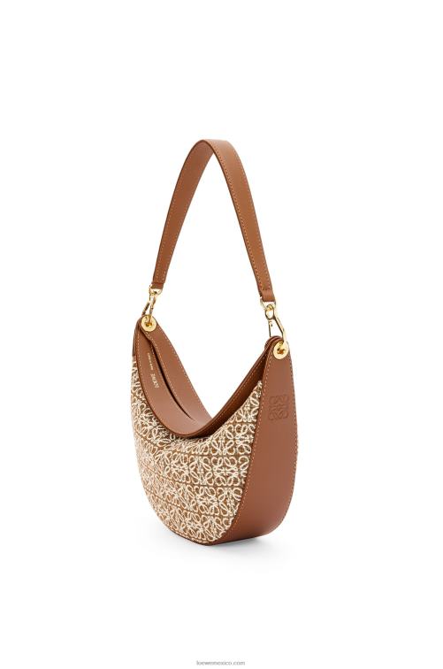 bronceado/pacana bolso luna pequeño de jacquard anagrama y piel de becerro clásica Loewe R8J8Z492 mujer
