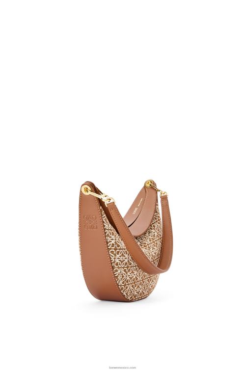 bronceado/pacana bolso luna pequeño de jacquard anagrama y piel de becerro clásica Loewe R8J8Z492 mujer