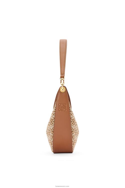 bronceado/pacana bolso luna pequeño de jacquard anagrama y piel de becerro clásica Loewe R8J8Z492 mujer