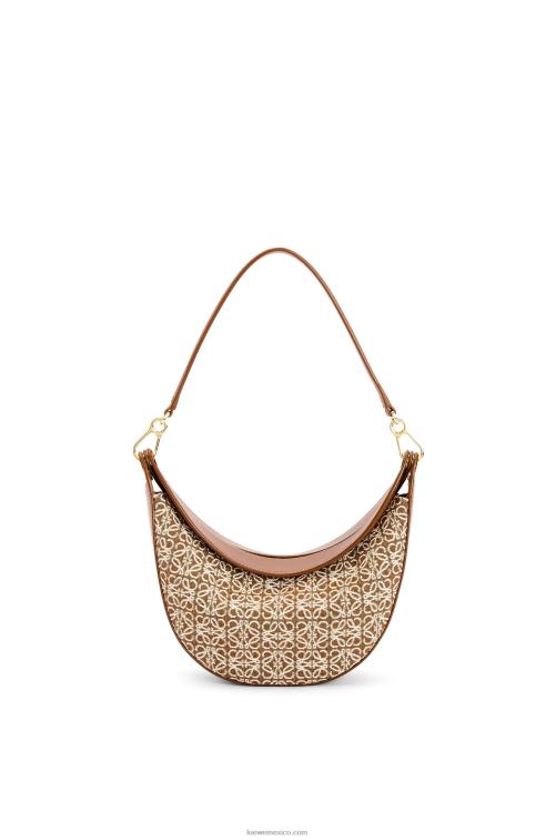 bronceado/pacana bolso luna pequeño de jacquard anagrama y piel de becerro clásica Loewe R8J8Z492 mujer