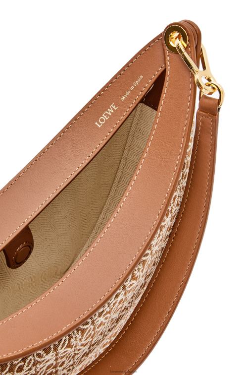 bronceado/pacana bolso luna pequeño de jacquard anagrama y piel de becerro clásica Loewe R8J8Z492 mujer