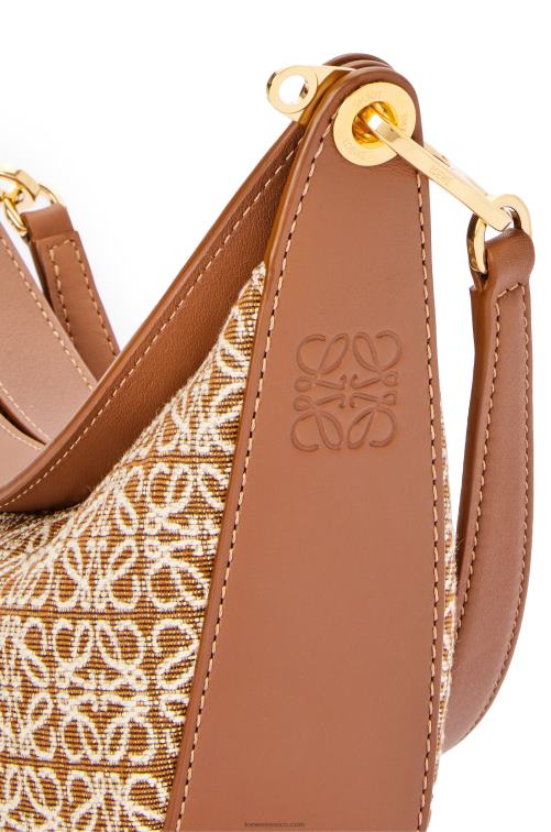 bronceado/pacana bolso luna pequeño de jacquard anagrama y piel de becerro clásica Loewe R8J8Z492 mujer