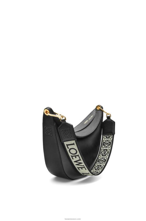 negro Bolso luna pequeño de piel de becerro satinada y jacquard Loewe R8J8Z484 mujer
