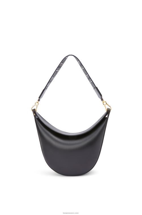 negro bolso luna de piel de becerro satinada y jacquard Loewe R8J8Z521 mujer