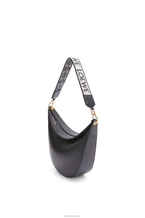 negro bolso luna de piel de becerro satinada y jacquard Loewe R8J8Z521 mujer