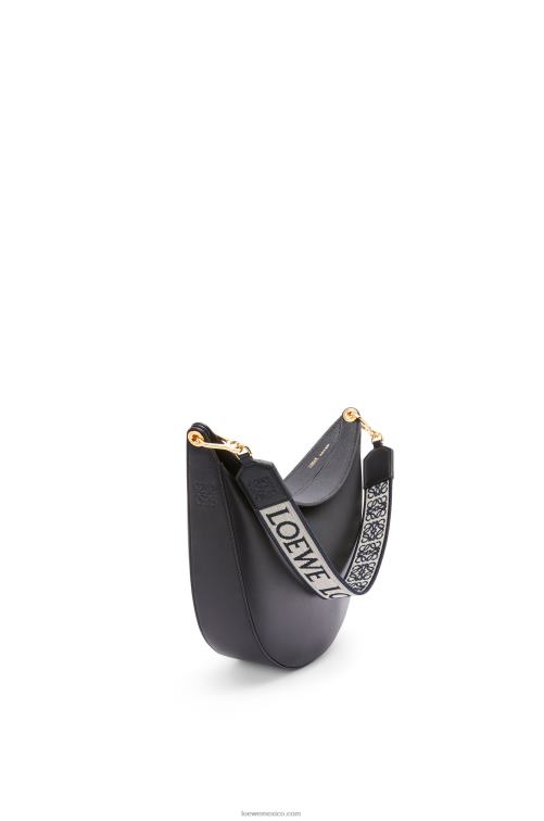 negro bolso luna de piel de becerro satinada y jacquard Loewe R8J8Z521 mujer