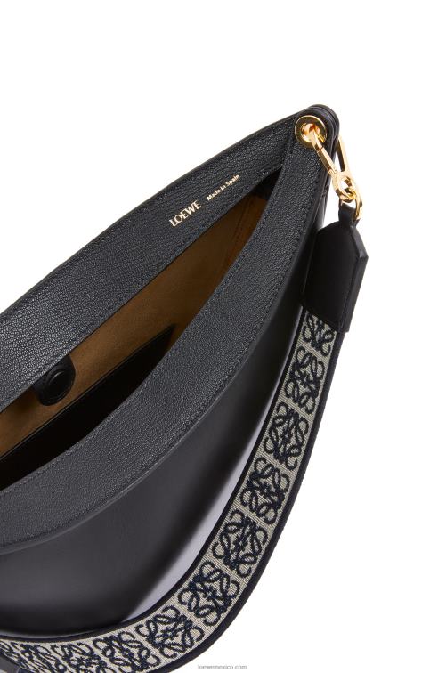 negro bolso luna de piel de becerro satinada y jacquard Loewe R8J8Z521 mujer