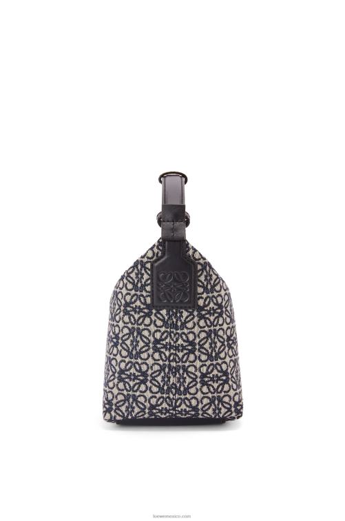 azul marino/negro bolso cubi pequeño de jacquard anagrama y piel de becerro Loewe R8J8Z518 mujer