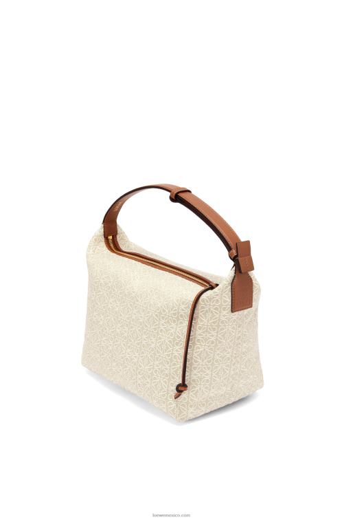 crudo/bronceado Bolso cubi de jacquard anagrama y piel de becerro Loewe R8J8Z464 mujer