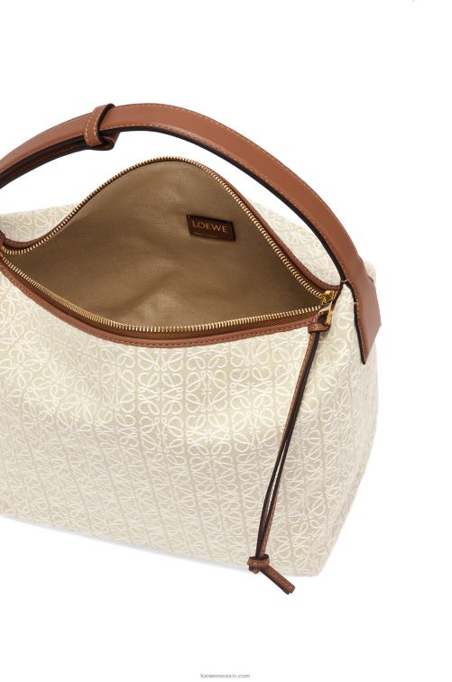 crudo/bronceado Bolso cubi de jacquard anagrama y piel de becerro Loewe R8J8Z464 mujer