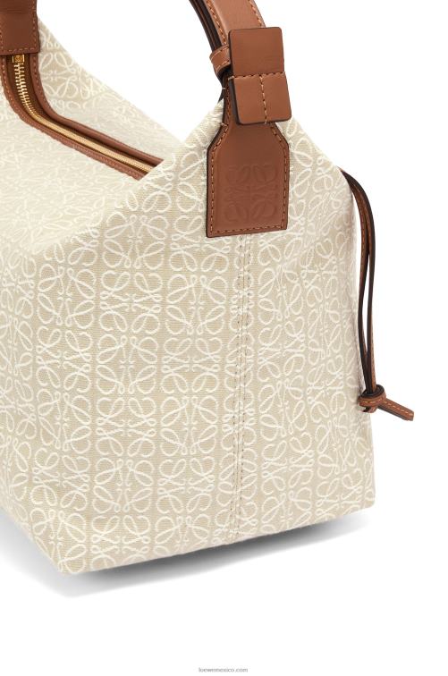 crudo/bronceado Bolso cubi de jacquard anagrama y piel de becerro Loewe R8J8Z464 mujer