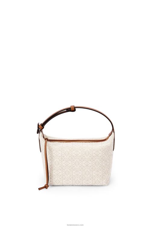 crudo/bronceado bolso cubi pequeño de jacquard anagrama y piel de becerro Loewe R8J8Z463 mujer