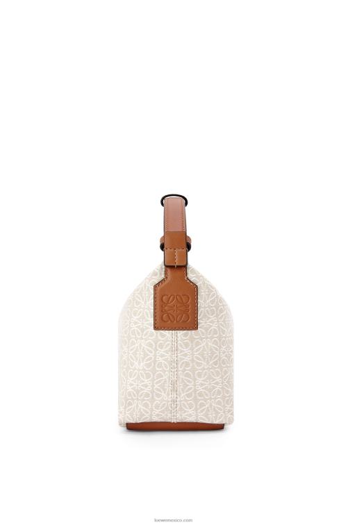 crudo/bronceado bolso cubi pequeño de jacquard anagrama y piel de becerro Loewe R8J8Z463 mujer