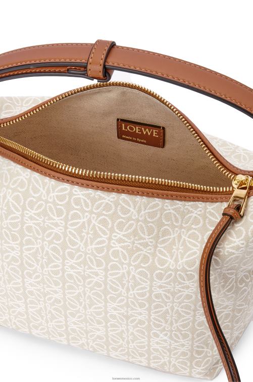 crudo/bronceado bolso cubi pequeño de jacquard anagrama y piel de becerro Loewe R8J8Z463 mujer