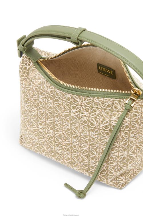 verde/verde aguacate bolso cubi pequeño de jacquard anagrama y piel de becerro Loewe R8J8Z485 mujer