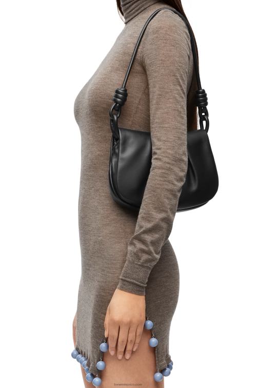 negro bolso satchel paseo de piel de becerro napa brillante Loewe R8J8Z337 mujer