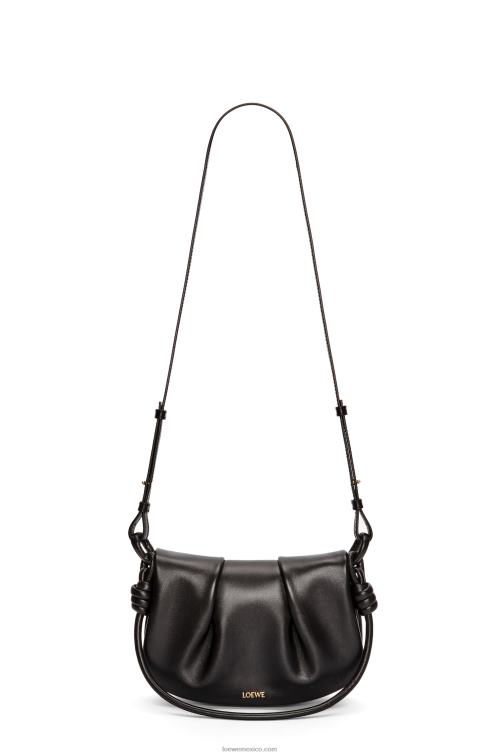 negro bolso satchel paseo de piel de becerro napa brillante Loewe R8J8Z337 mujer