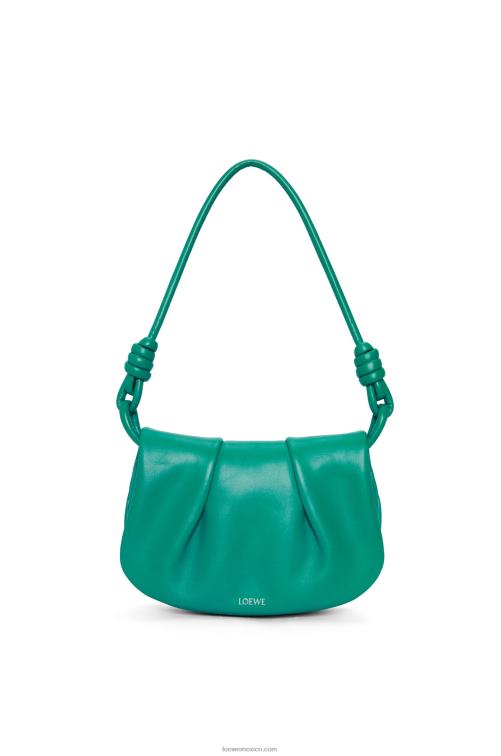verde esmeralda bolso satchel paseo de piel de becerro napa brillante Loewe R8J8Z338 mujer