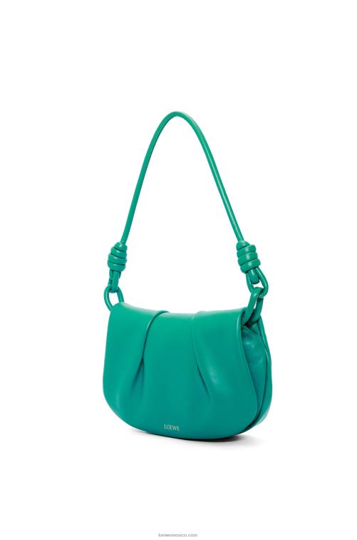 verde esmeralda bolso satchel paseo de piel de becerro napa brillante Loewe R8J8Z338 mujer