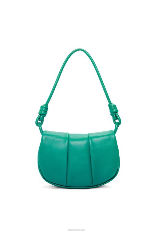 verde esmeralda bolso satchel paseo de piel de becerro napa brillante Loewe R8J8Z338 mujer