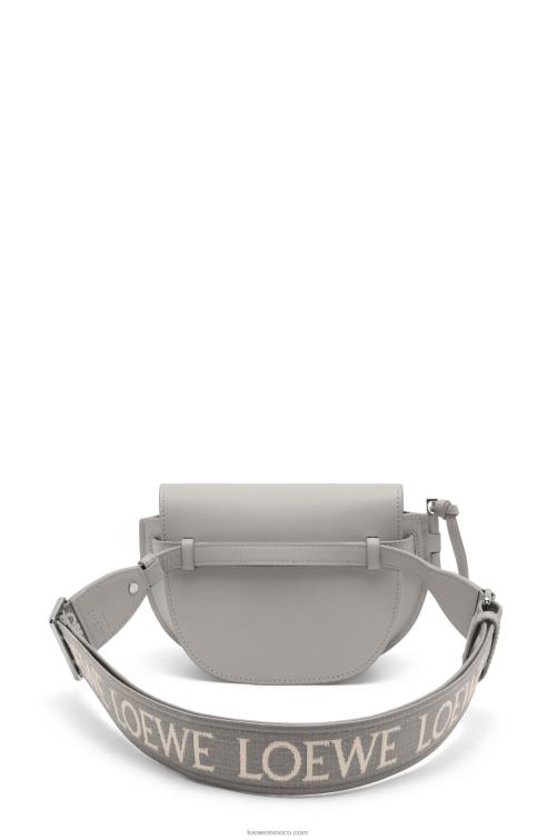 Perla gris bolso mini gate dual de suave piel de becerro y jacquard Loewe R8J8Z195 mujer