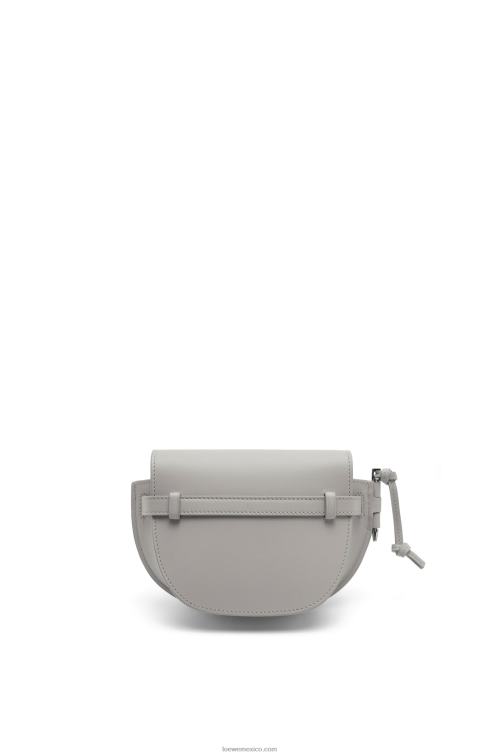 Perla gris bolso mini gate dual de suave piel de becerro y jacquard Loewe R8J8Z195 mujer