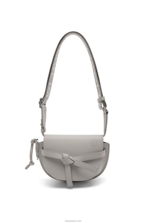 Perla gris bolso mini gate dual de suave piel de becerro y jacquard Loewe R8J8Z195 mujer
