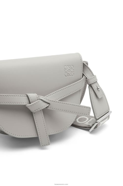 Perla gris bolso mini gate dual de suave piel de becerro y jacquard Loewe R8J8Z195 mujer
