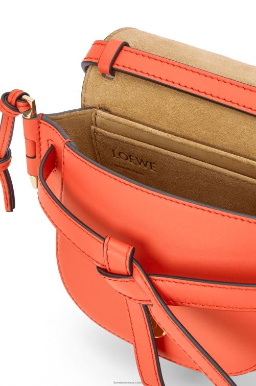 amanecer naranja bolso mini gate dual de suave piel de becerro y jacquard Loewe R8J8Z212 mujer