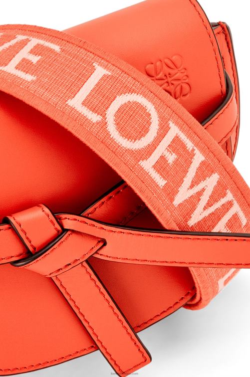 amanecer naranja bolso mini gate dual de suave piel de becerro y jacquard Loewe R8J8Z212 mujer