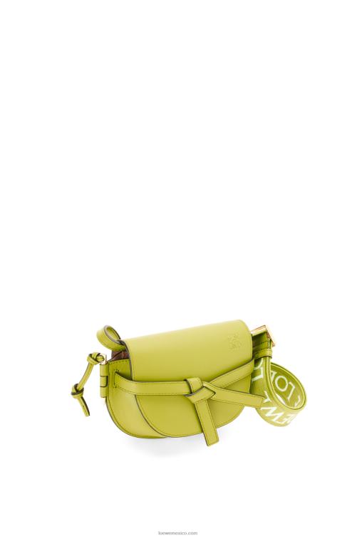 amarillo lima bolso mini gate dual de suave piel de becerro y jacquard Loewe R8J8Z210 mujer