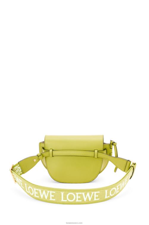 amarillo lima bolso mini gate dual de suave piel de becerro y jacquard Loewe R8J8Z210 mujer