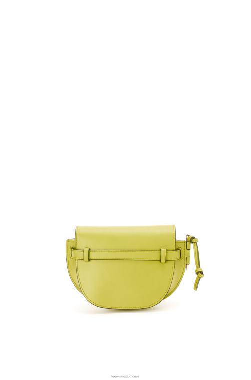 amarillo lima bolso mini gate dual de suave piel de becerro y jacquard Loewe R8J8Z210 mujer