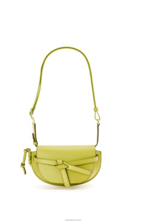 amarillo lima bolso mini gate dual de suave piel de becerro y jacquard Loewe R8J8Z210 mujer