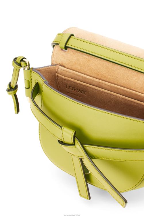 amarillo lima bolso mini gate dual de suave piel de becerro y jacquard Loewe R8J8Z210 mujer