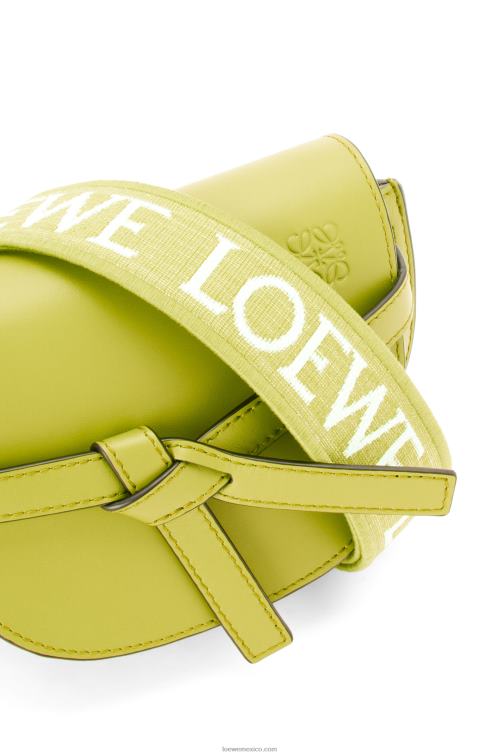 amarillo lima bolso mini gate dual de suave piel de becerro y jacquard Loewe R8J8Z210 mujer