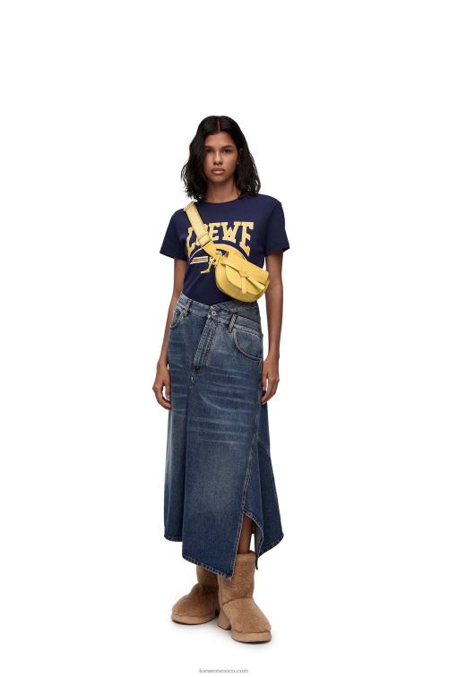amarillo oscuro bolso mini gate dual de suave piel de becerro y jacquard Loewe R8J8Z262 mujer