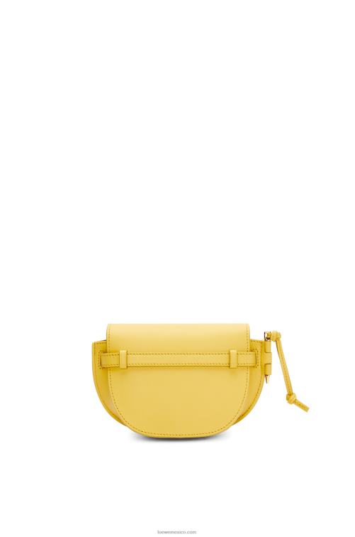 amarillo oscuro bolso mini gate dual de suave piel de becerro y jacquard Loewe R8J8Z262 mujer