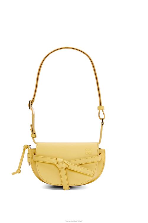 amarillo oscuro bolso mini gate dual de suave piel de becerro y jacquard Loewe R8J8Z262 mujer