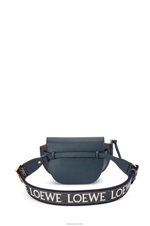 azul ónix bolso mini gate dual de suave piel de becerro y jacquard Loewe R8J8Z268 mujer