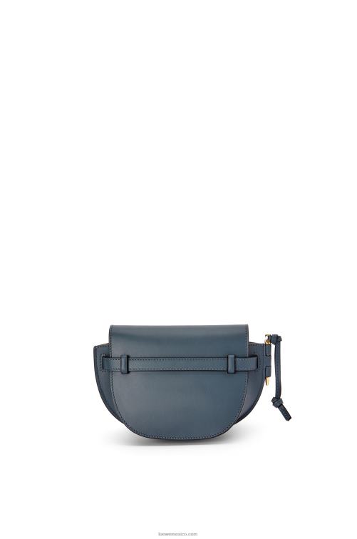 azul ónix bolso mini gate dual de suave piel de becerro y jacquard Loewe R8J8Z268 mujer