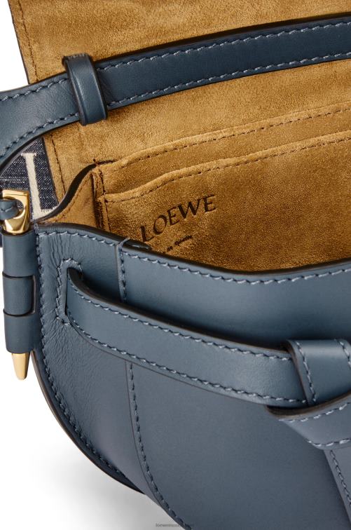 azul ónix bolso mini gate dual de suave piel de becerro y jacquard Loewe R8J8Z268 mujer