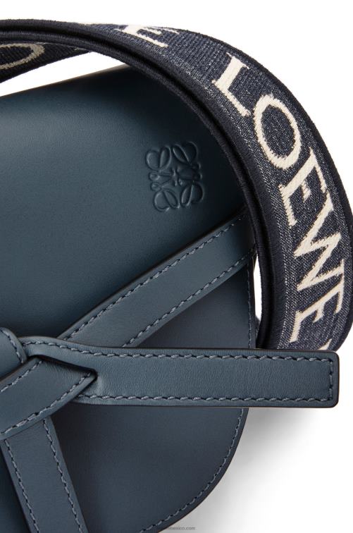 azul ónix bolso mini gate dual de suave piel de becerro y jacquard Loewe R8J8Z268 mujer